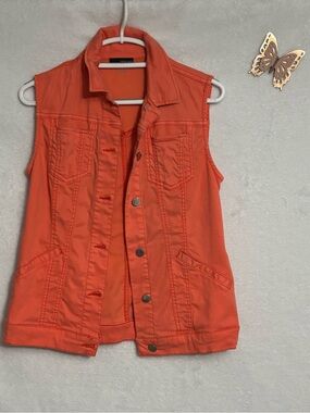 Renuar Women’s Orange Denim Vest Size S